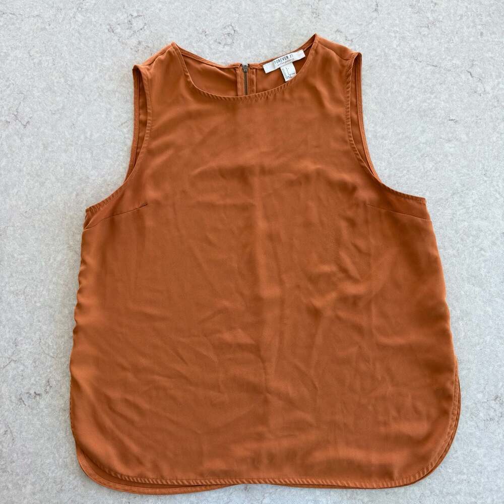 Forever 21 Contemporary Rust Orange Sleeveless Back-Zip Shell Tank Top